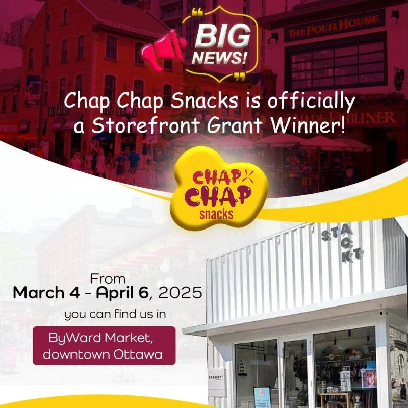 Chap Chap Snacks is a STACKTx Ottawa Storefront Grant winner!