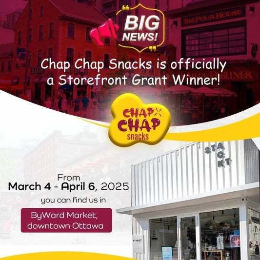 Chap Chap Snacks is a STACKTx Ottawa Storefront Grant winner!