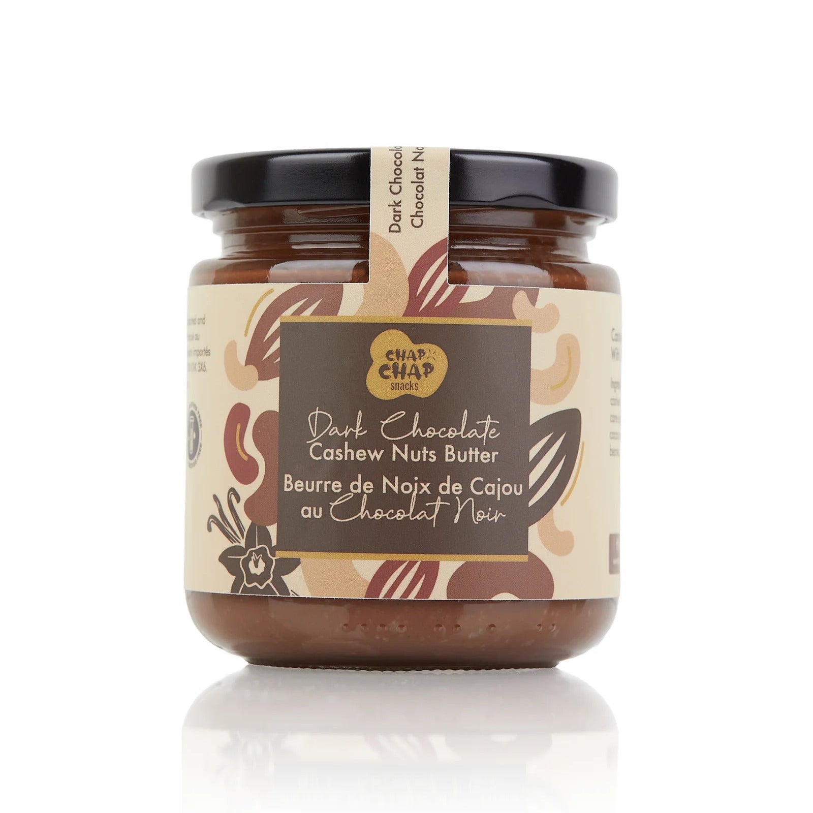 Chap Chap Snacks product photography of Dark Chocolate Cashew Nut Butter