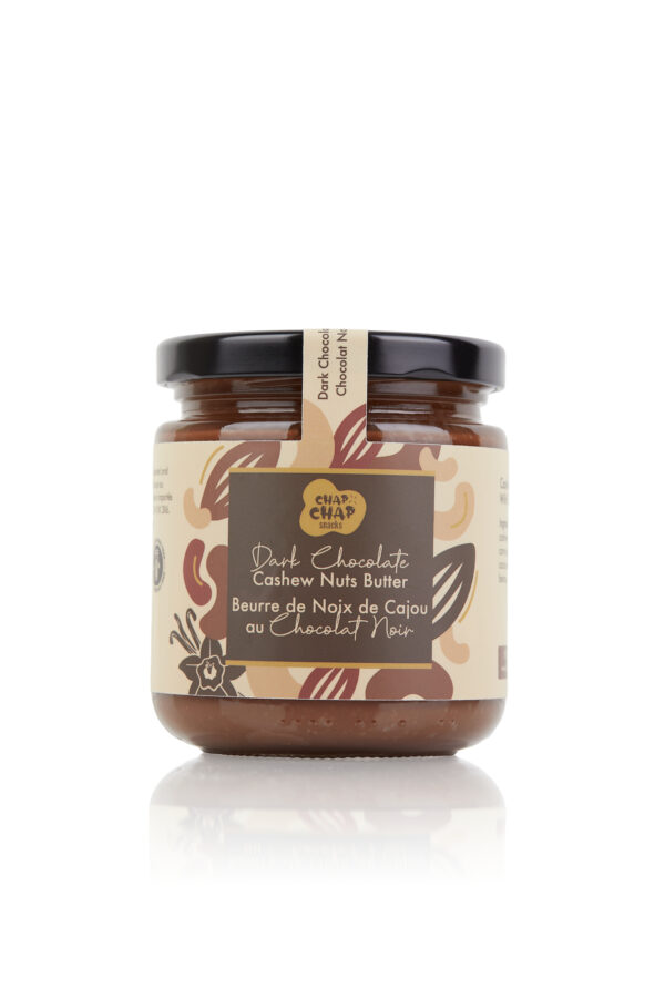 Chap Chap Snacks product photography of Dark Chocolate Cashew Nut Butter