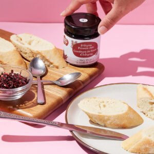 Chap Chap Snacks product photography of hibiscus flower jam and spread