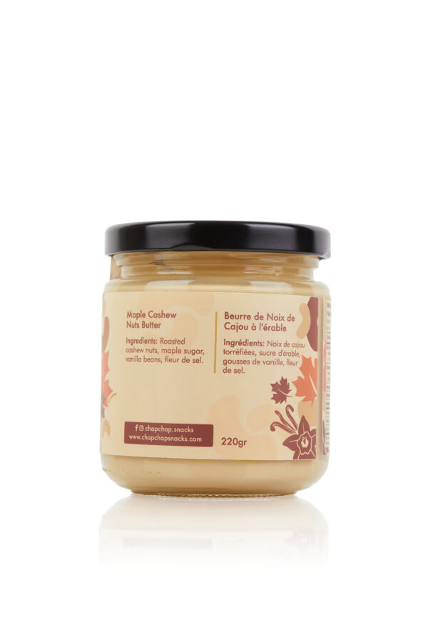 Chap Chap Snacks product photography of Maple Cashew Nut Butter